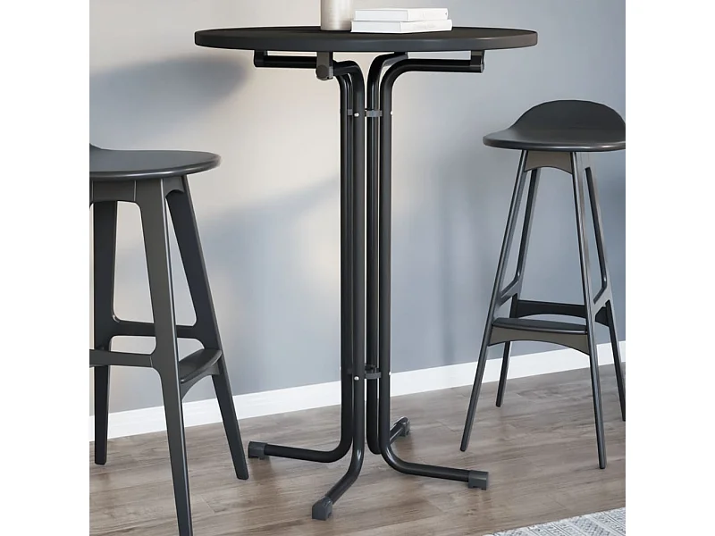 Mesa alta de comedor madera ingeniería y acero negro Ø80x110 cm