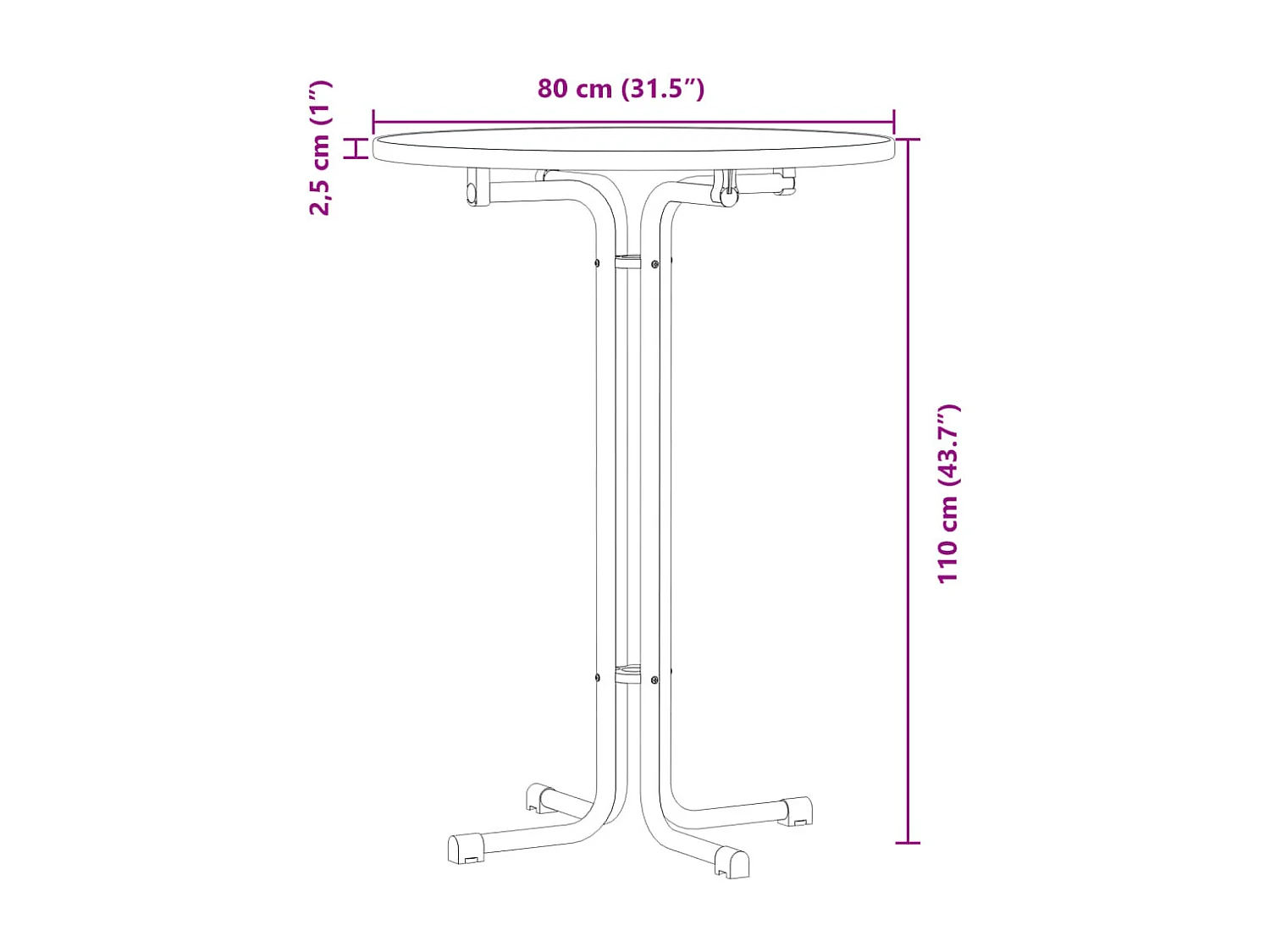 Eettafel Ø 80x110 cm bewerkt hout en staal zwart