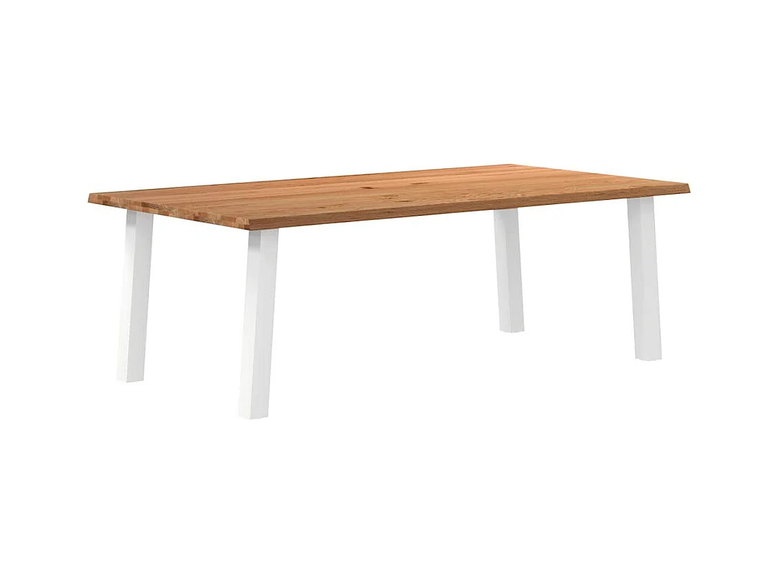 Table à manger marron clair bois de chêne massif rectangulaire