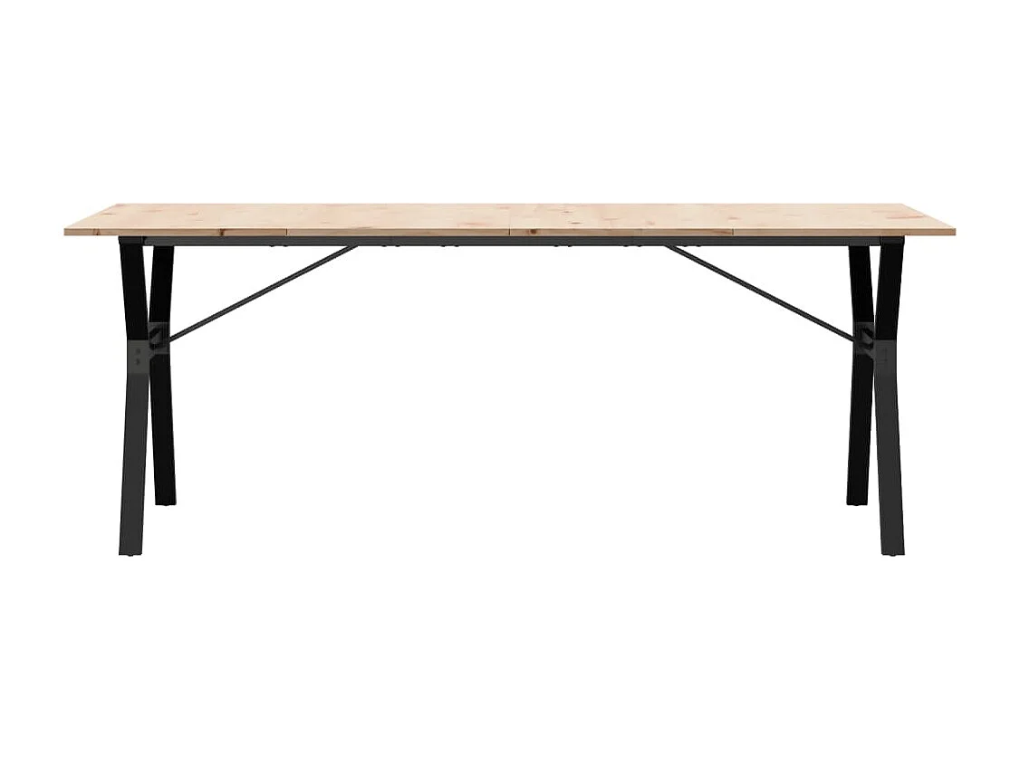 Mesa comedor marco Y madera maciza pino y hierro 200x100x75 cm