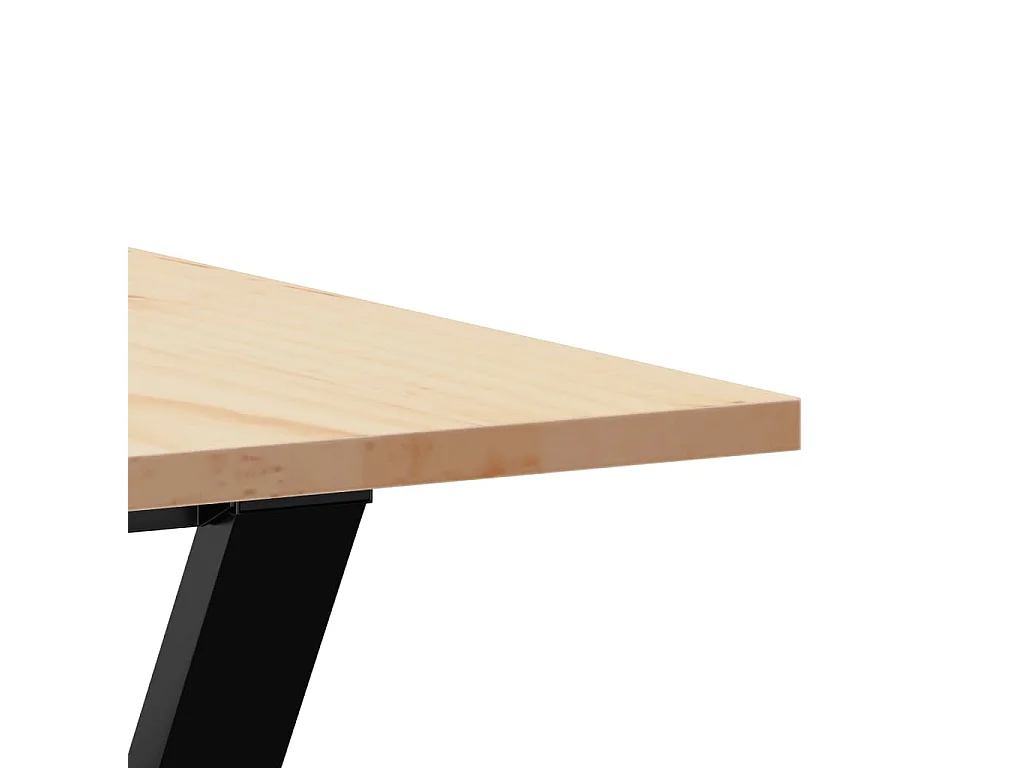 Mesa comedor marco Y madera maciza pino y hierro 200x100x75 cm