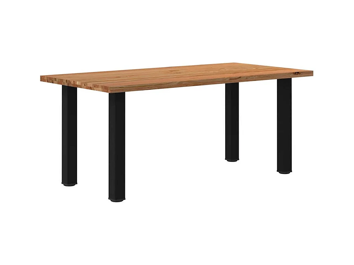 Table à manger marron clair bois de chêne massif rectangulaire