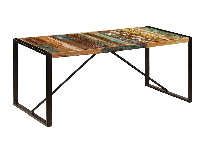 Mesa de jantar 180x90x75 cm madeira recuperada maciça