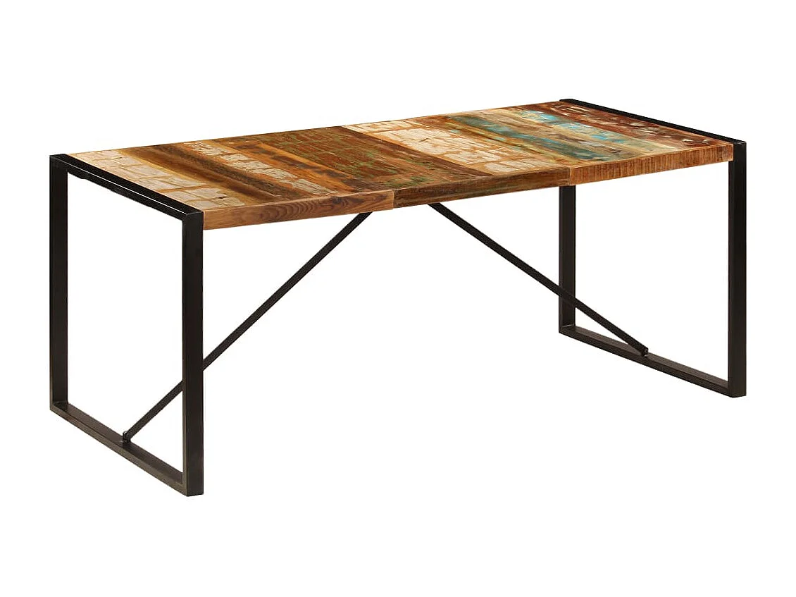 Mesa de jantar 180x90x75 cm madeira recuperada maciça