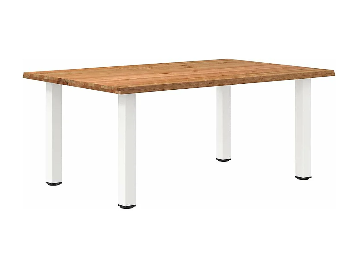 Table à manger marron clair bois de chêne massif rectangulaire