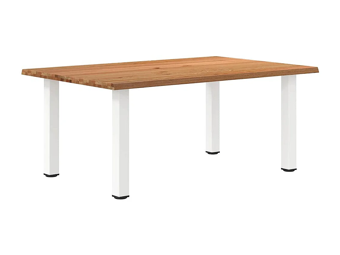 Table à manger marron clair bois de chêne massif rectangulaire