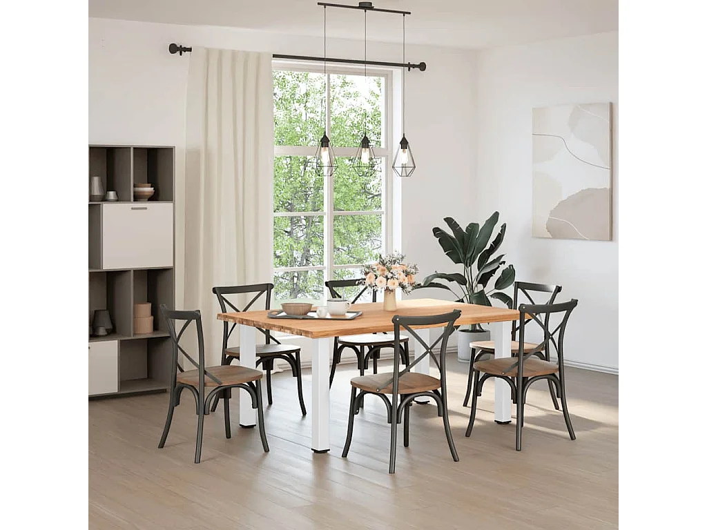 Eettafel rechthoekig 180x120x74 cm massief eikenhout lichtbruin