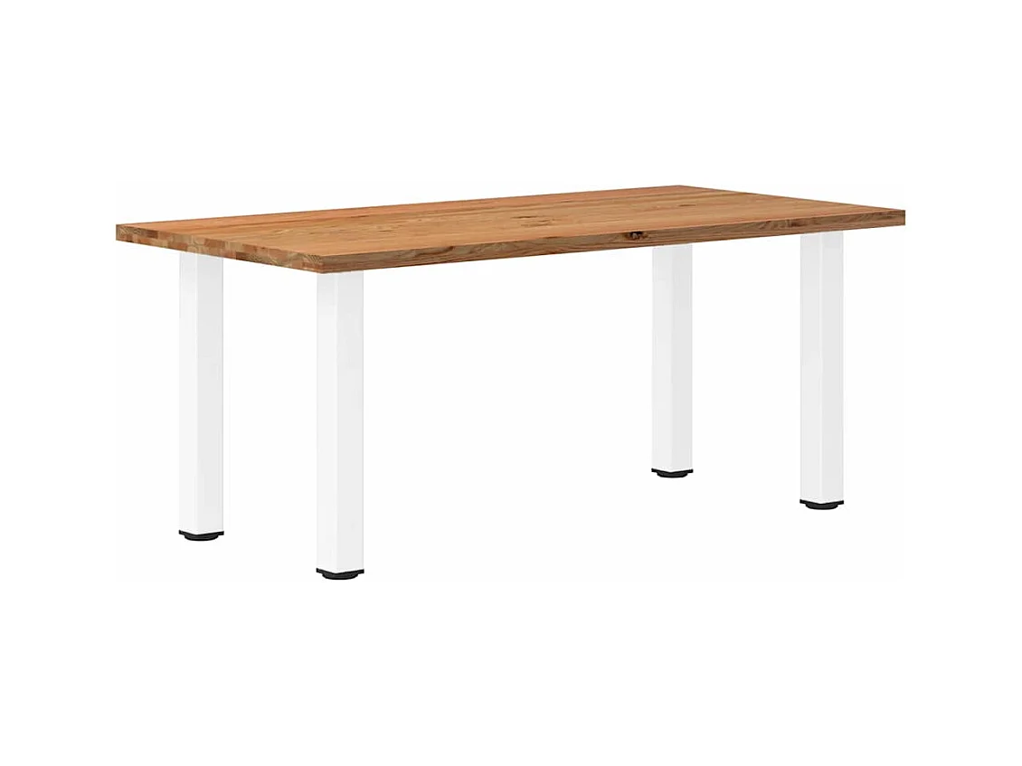 Table à manger marron clair bois de chêne massif rectangulaire