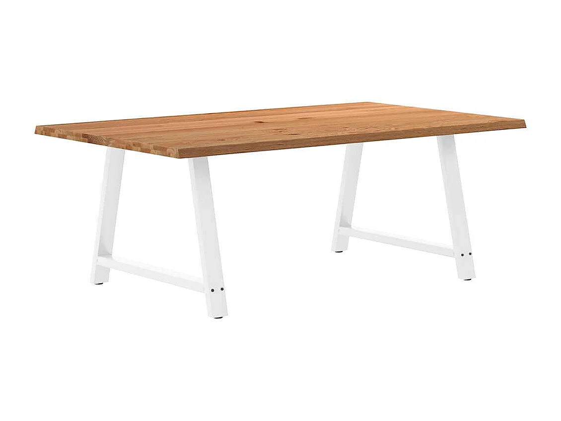 Table à manger marron clair bois de chêne massif rectangulaire