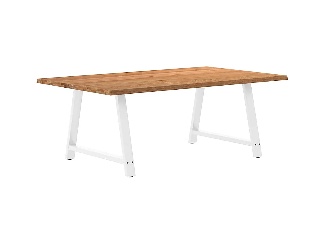 Table à manger marron clair bois de chêne massif rectangulaire