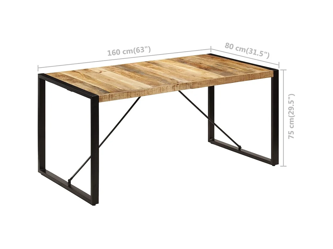 Table de salle à manger 160x80x75 cm Bois de manguier massif