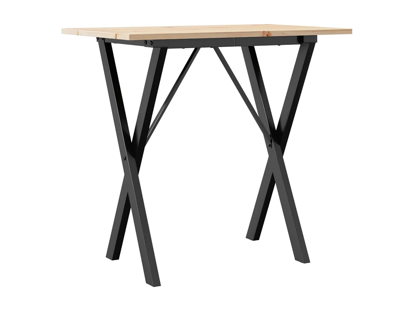 Table à manger cadre en X 80x50x75 cm bois de pin massif fonte