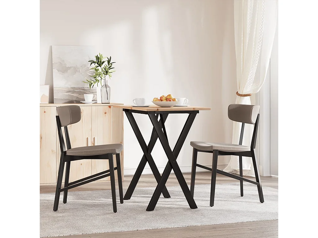 Table à manger cadre en X 80x50x75 cm bois de pin massif fonte