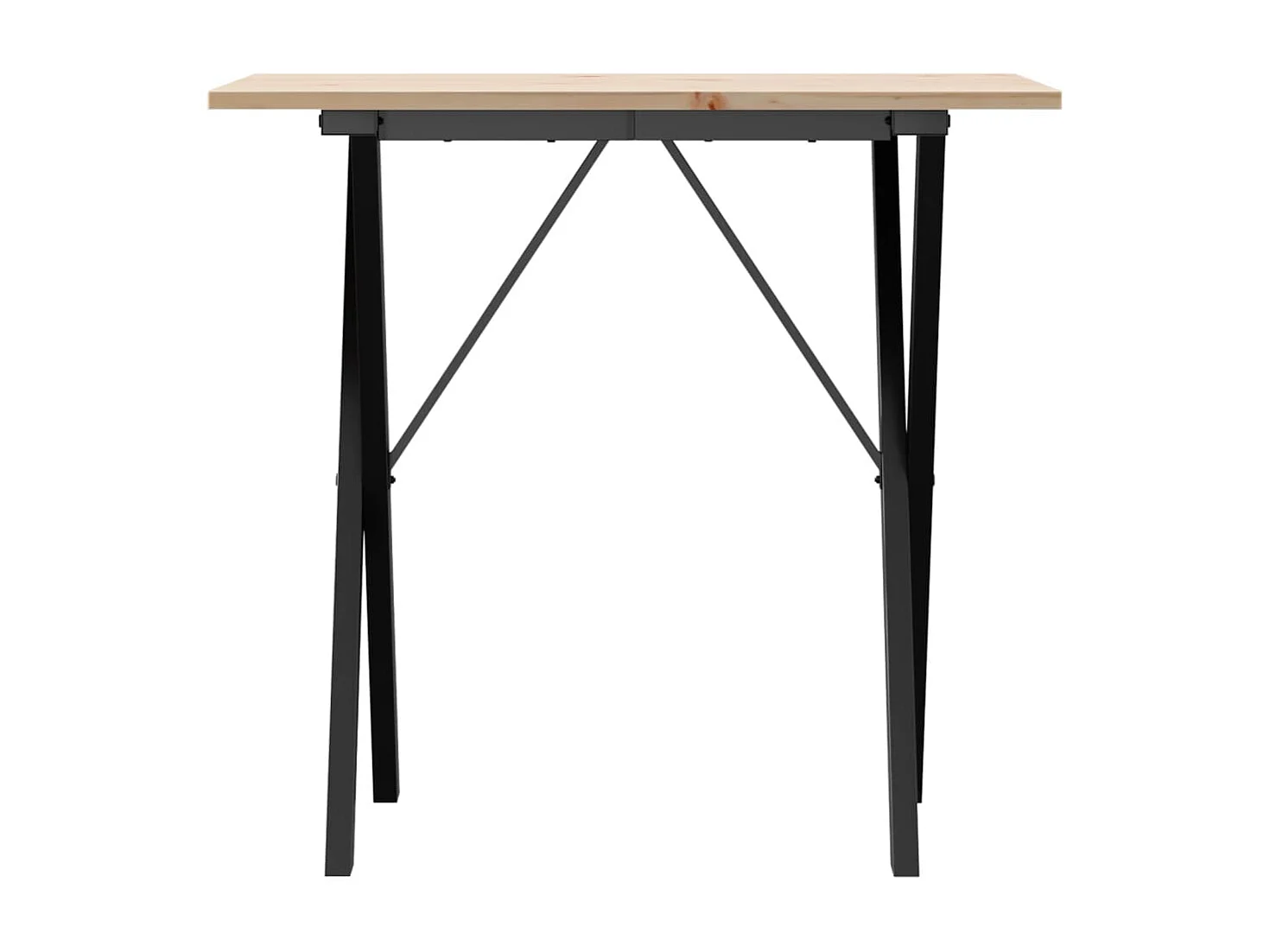 Mesa de comedor marco X madera maciza pino y hierro 80x50x75 cm