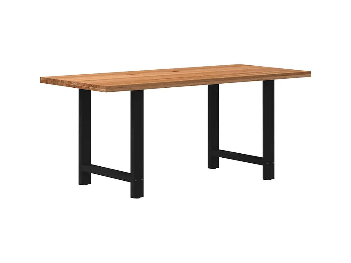Table à manger marron clair bois de chêne massif rectangulaire