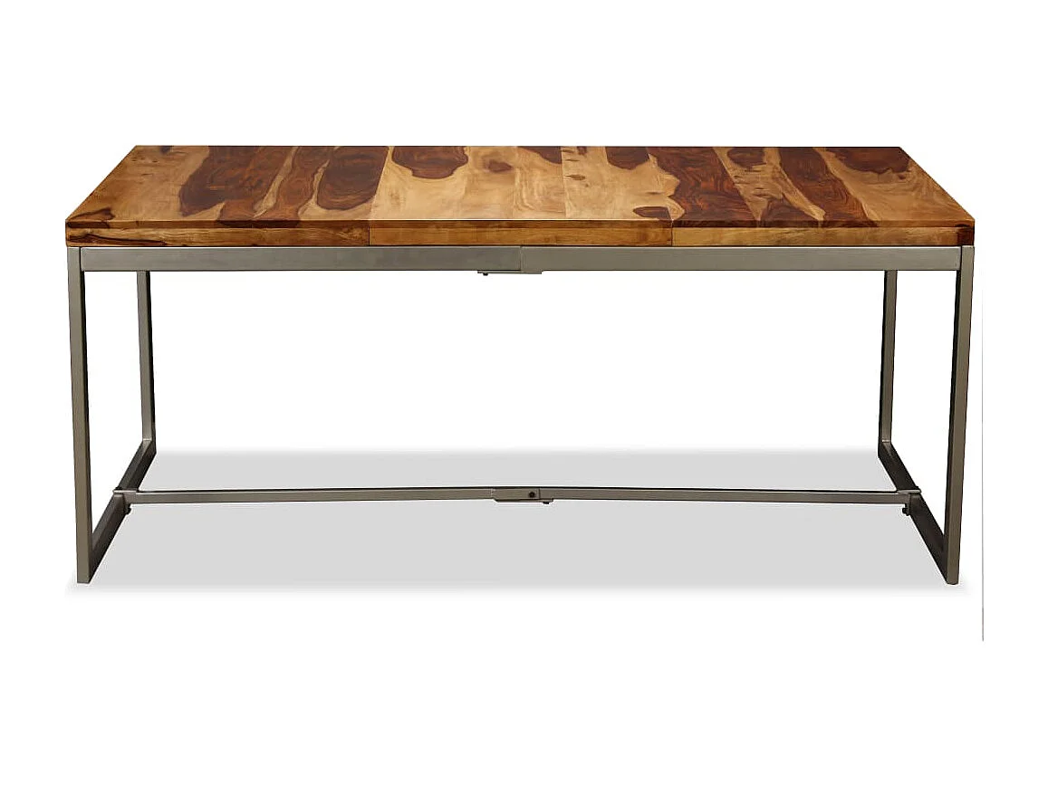 Table de salle à manger Bois massif de Sesham et acier 180 cm