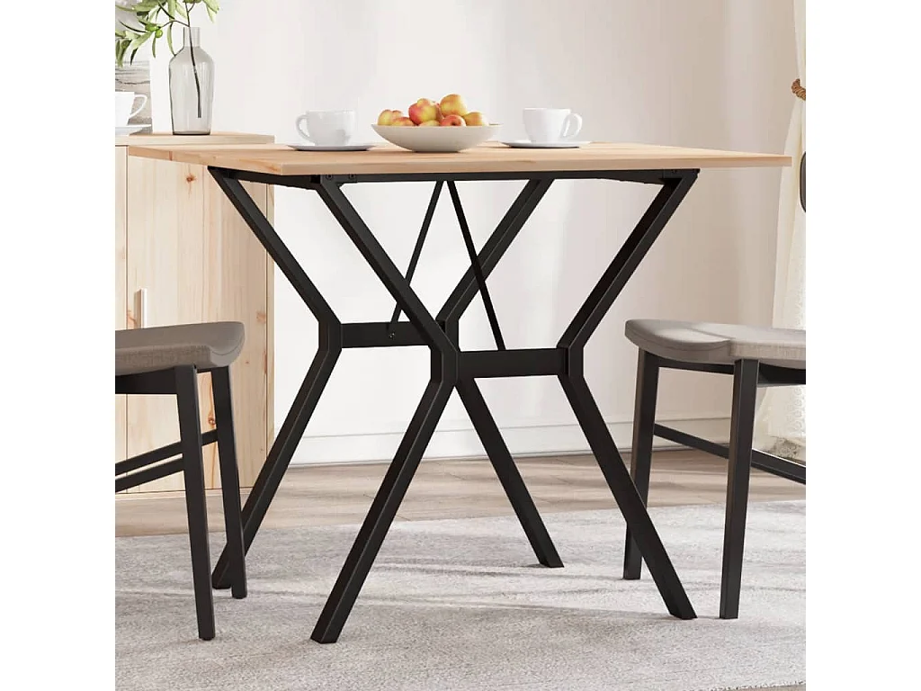 Table à manger cadre en Y 90x90x75 cm bois de pin massif fonte