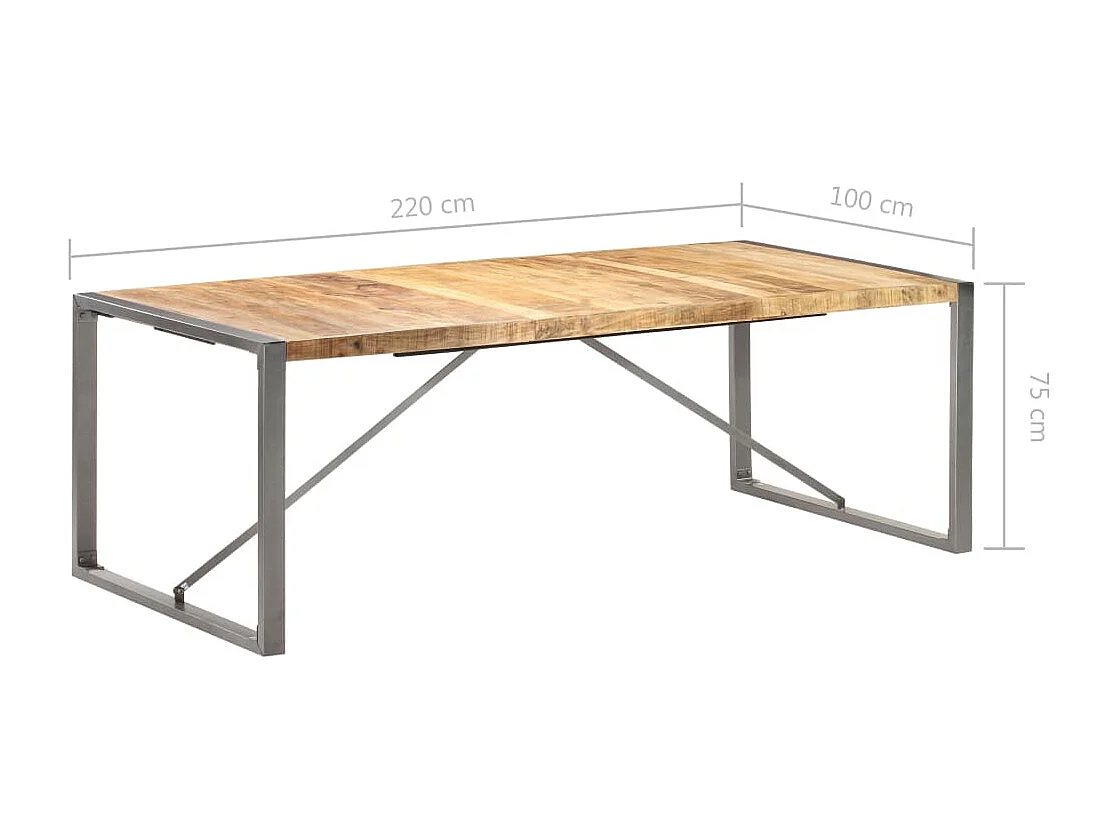 Table à manger 220x100x75 cm Bois de manguier massif brut