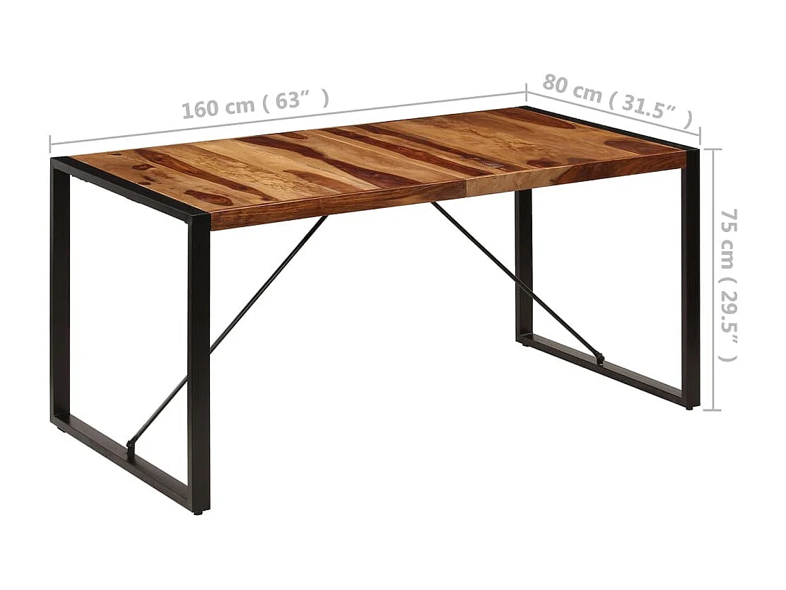 Table de salle à manger 160x80x75 cm Bois de Sesham massif