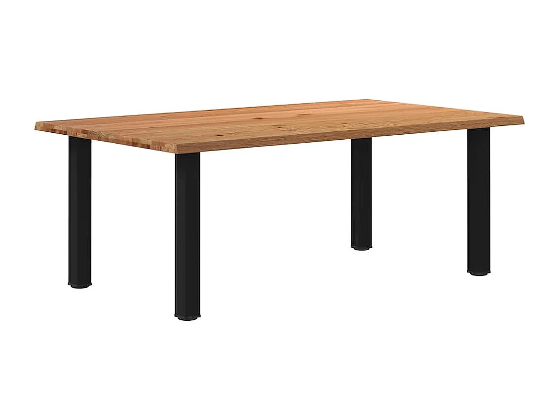 Table à manger marron clair bois de chêne massif rectangulaire