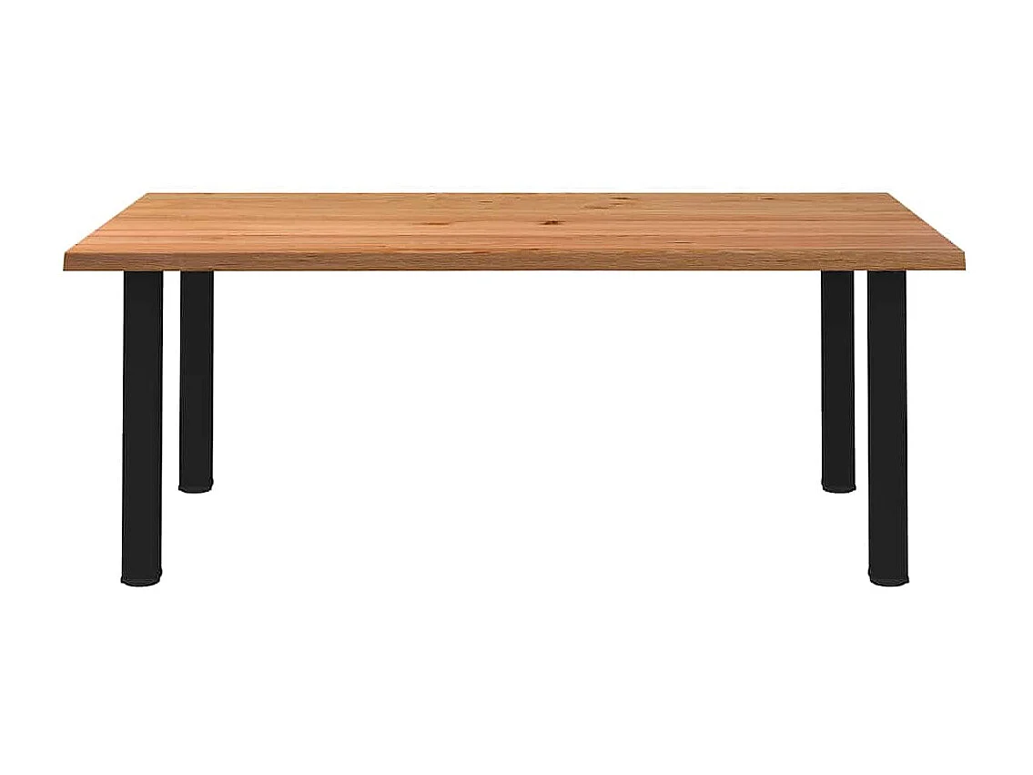 Table à manger marron clair bois de chêne massif rectangulaire