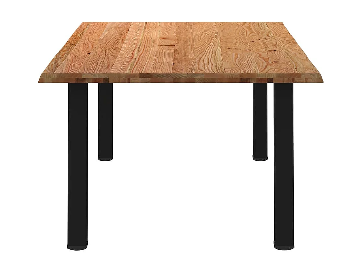 Table à manger marron clair bois de chêne massif rectangulaire