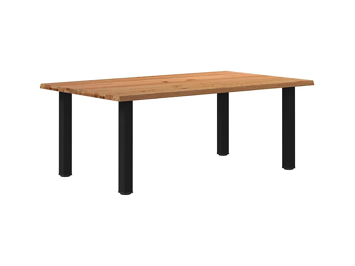 Table à manger marron clair bois de chêne massif rectangulaire
