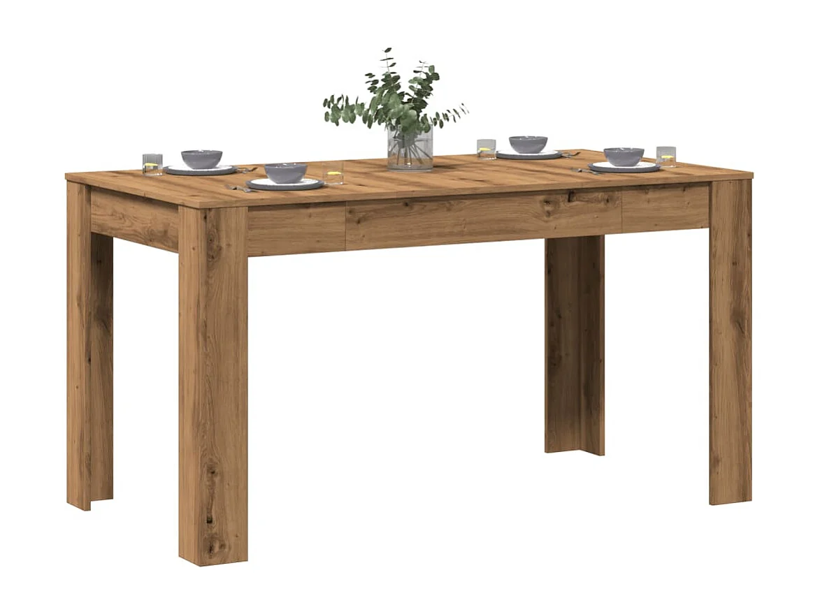 Table à manger chêne artisanal 140x74,5x76 cm bois d'ingénierie
