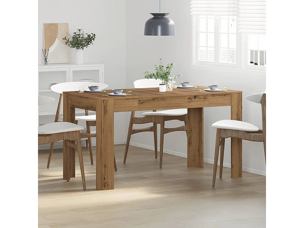 Table à manger chêne artisanal 140x74,5x76 cm bois d'ingénierie