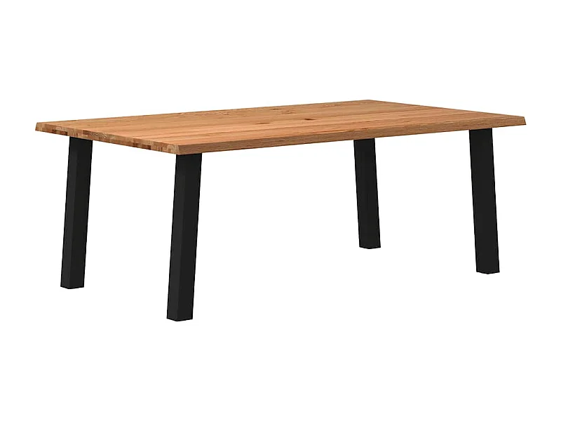 Table à manger marron clair bois de chêne massif rectangulaire