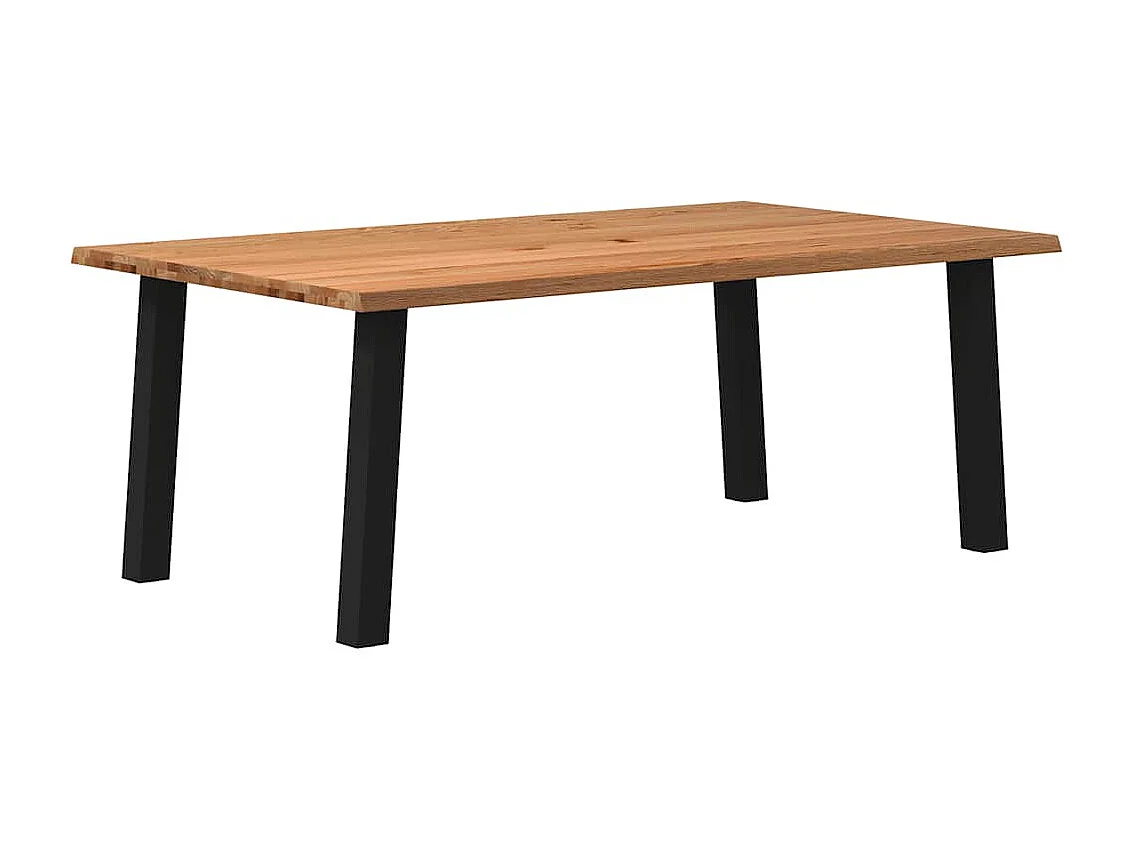 Table à manger marron clair bois de chêne massif rectangulaire