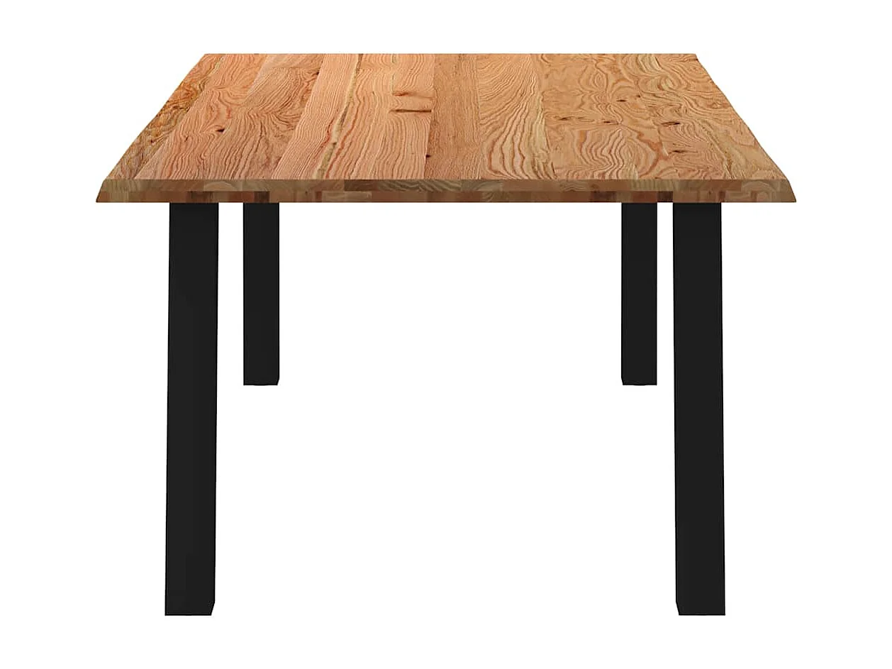 Table à manger marron clair bois de chêne massif rectangulaire