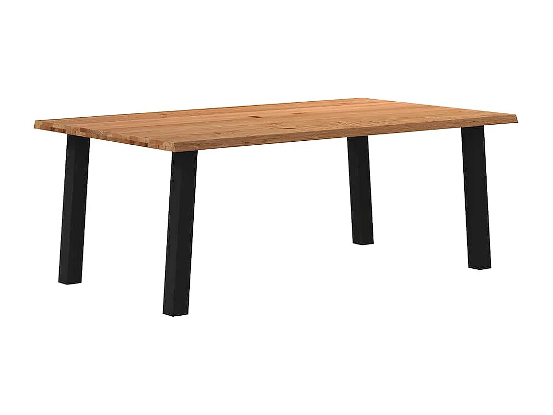 Table à manger marron clair bois de chêne massif rectangulaire