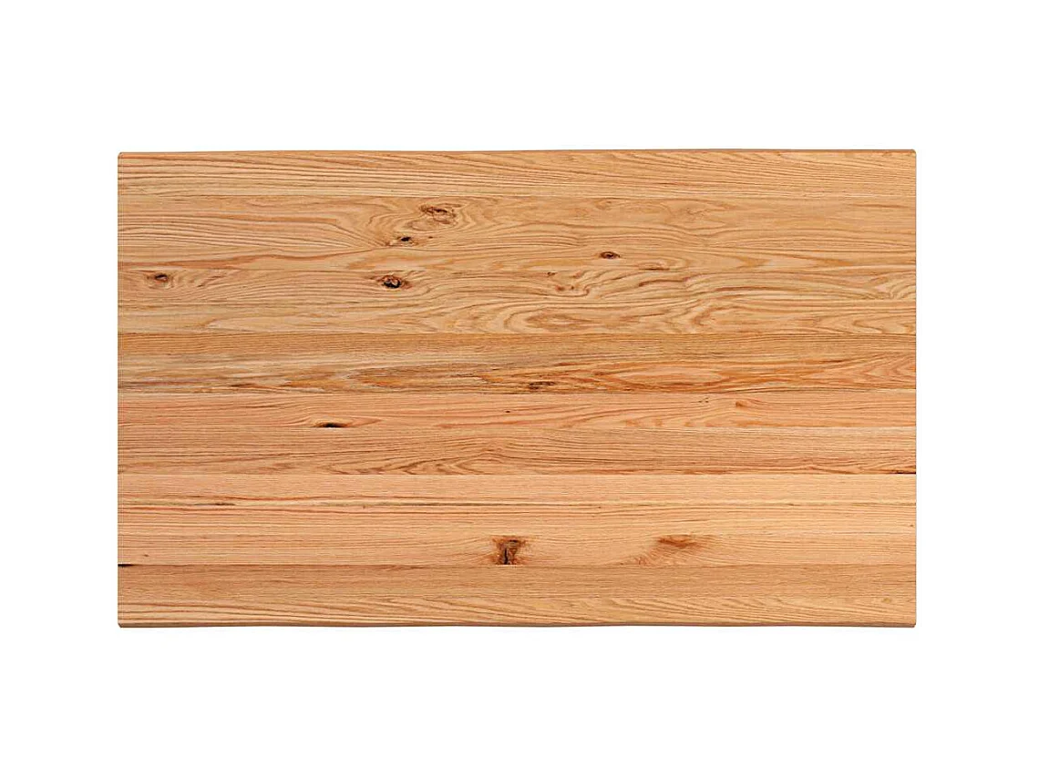 Table à manger marron clair bois de chêne massif rectangulaire