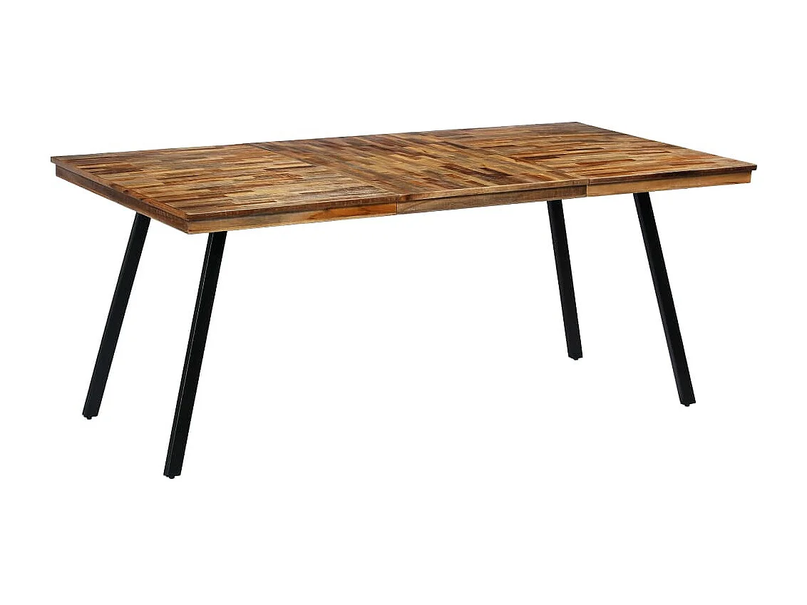 Table de salle à manger Teck recyclé et acier 180 x 90 x 76 cm