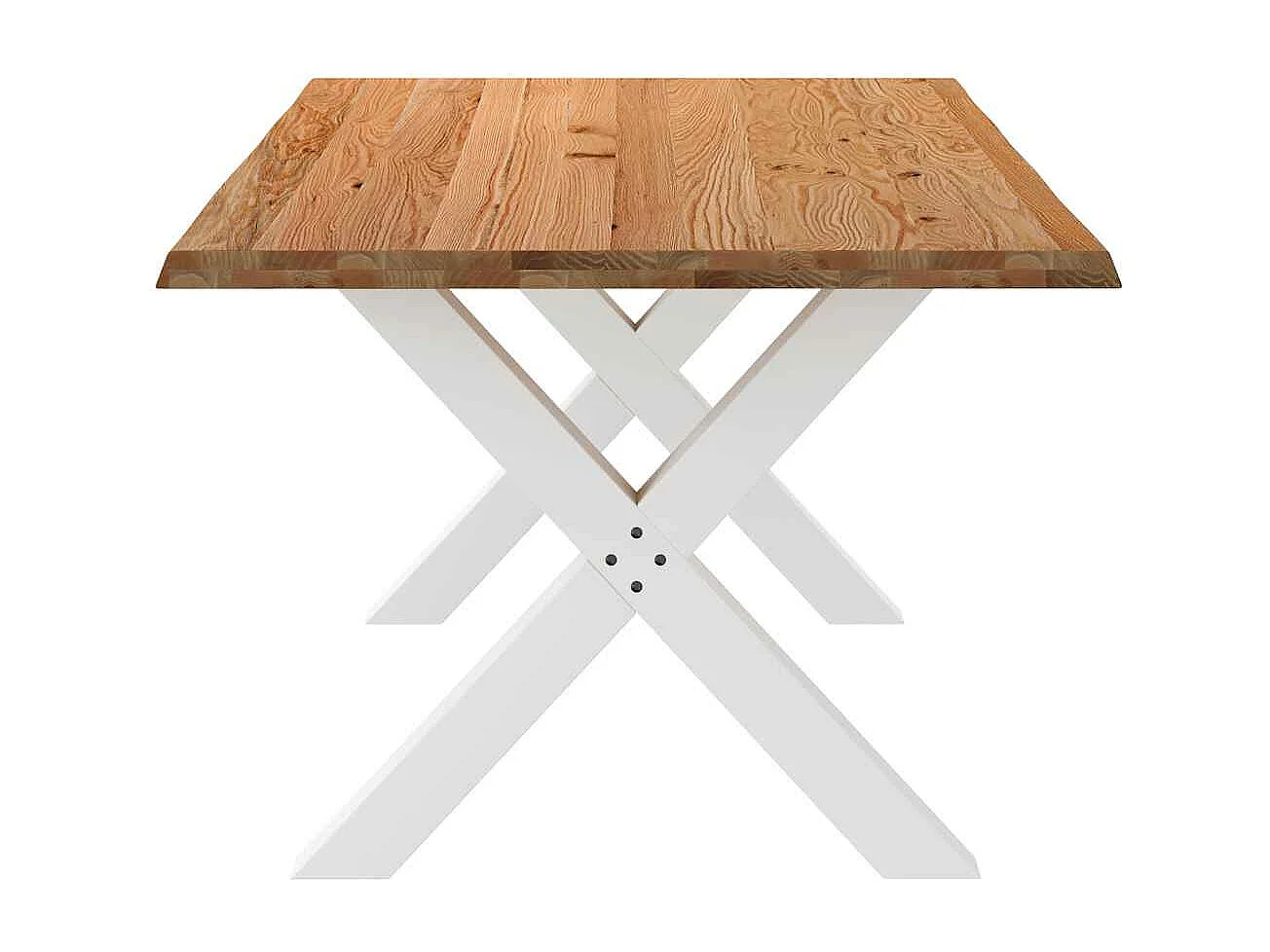 Table à manger marron clair bois de chêne massif rectangulaire