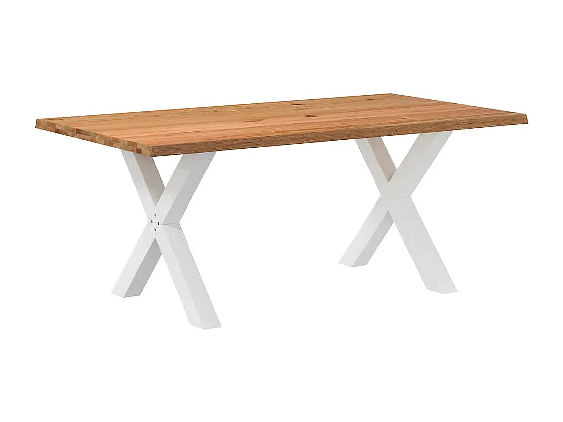 Table à manger marron clair bois de chêne massif rectangulaire