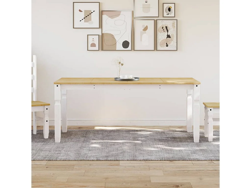 Mesa de comedor Corona madera maciza pino blanco 180x90x75 cm