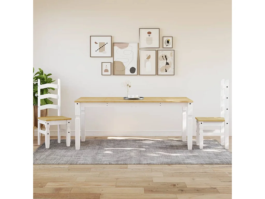 Mesa de comedor Corona madera maciza pino blanco 180x90x75 cm