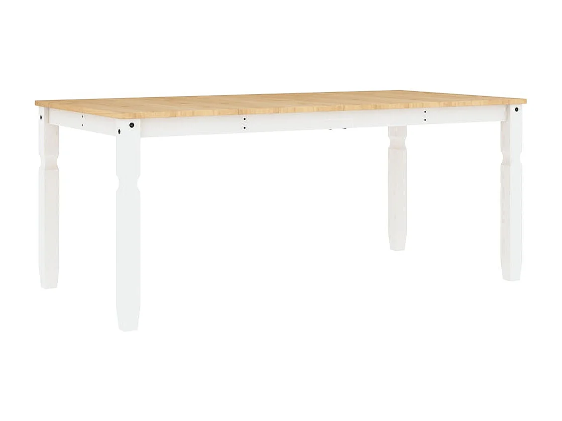 Table à manger Corona blanc 180x90x75 cm bois massif de pin