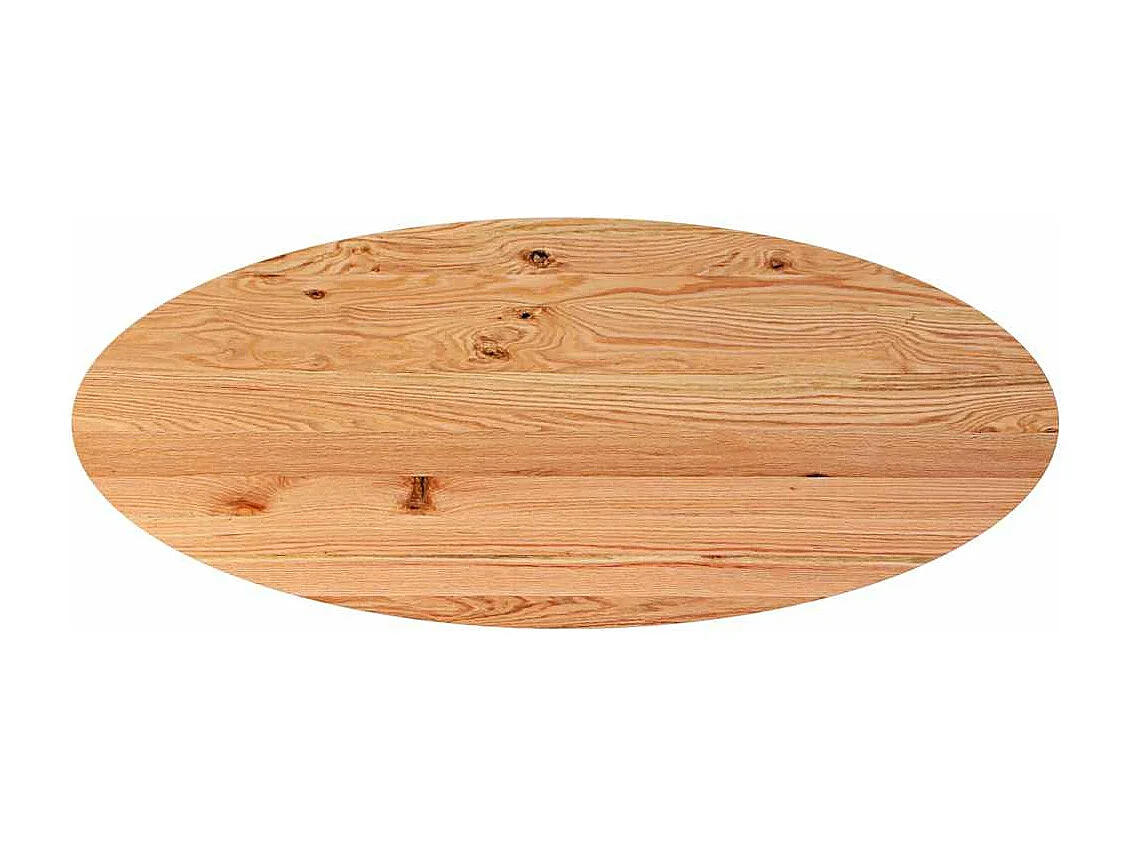 Table à manger marron clair bois de chêne massif ovale