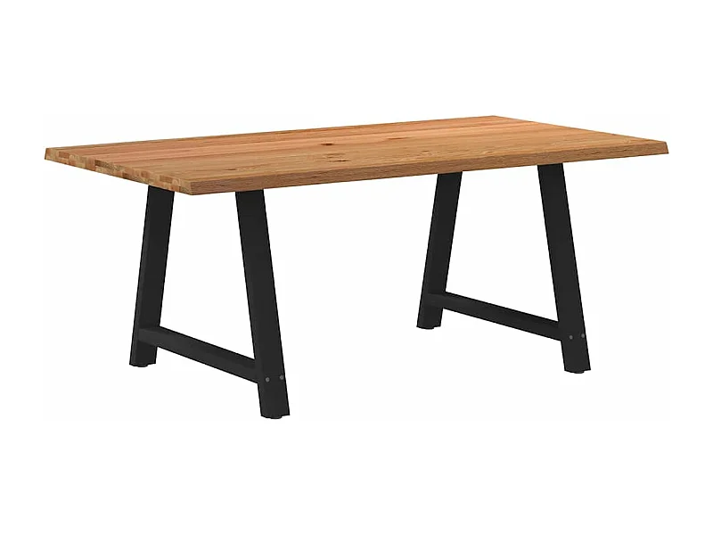 Table à manger marron clair bois de chêne massif rectangulaire