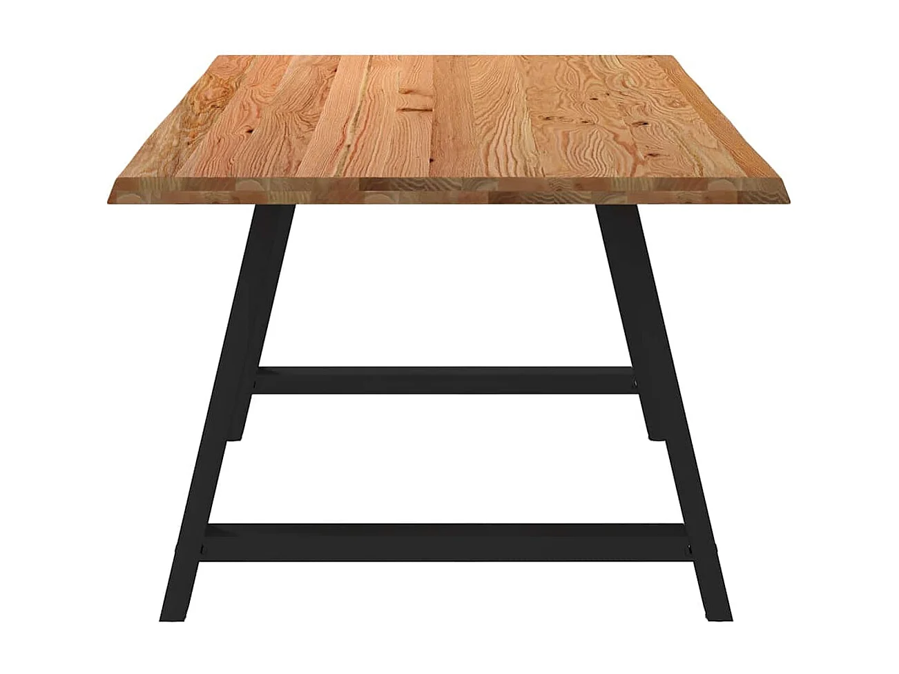 Table à manger marron clair bois de chêne massif rectangulaire