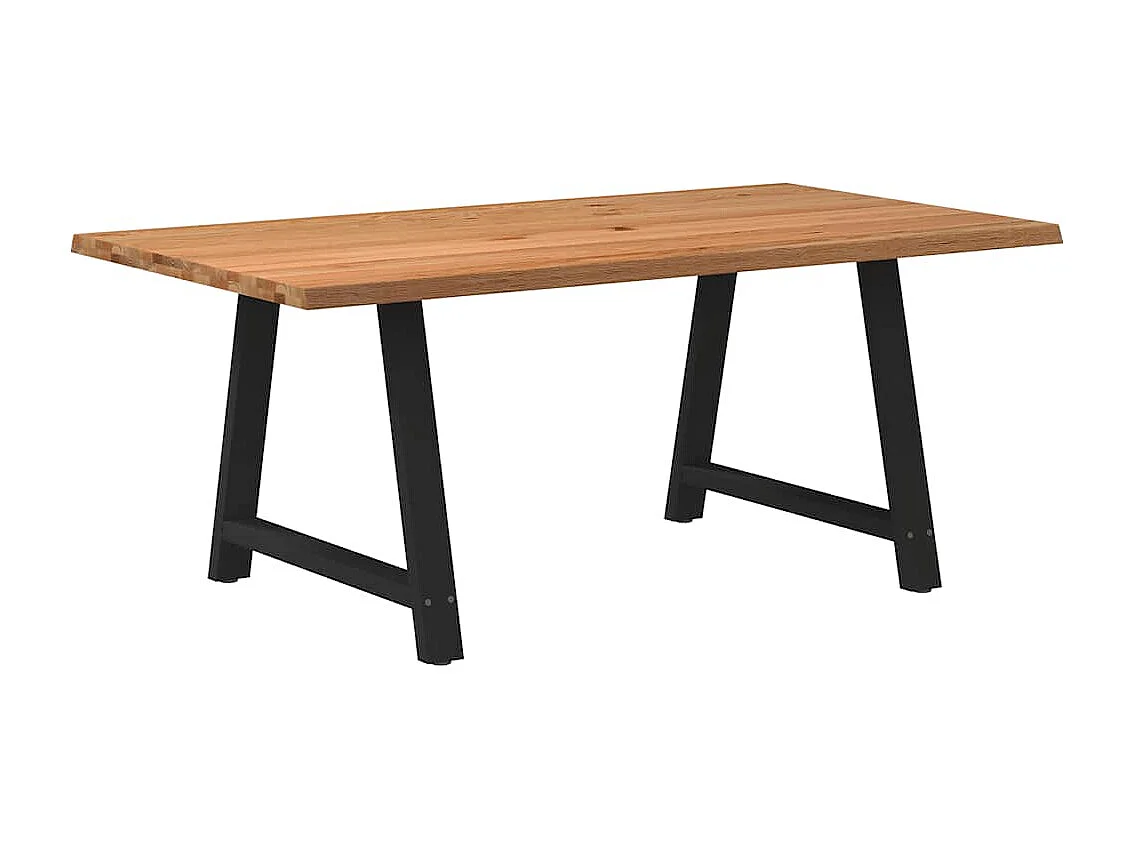 Table à manger marron clair bois de chêne massif rectangulaire