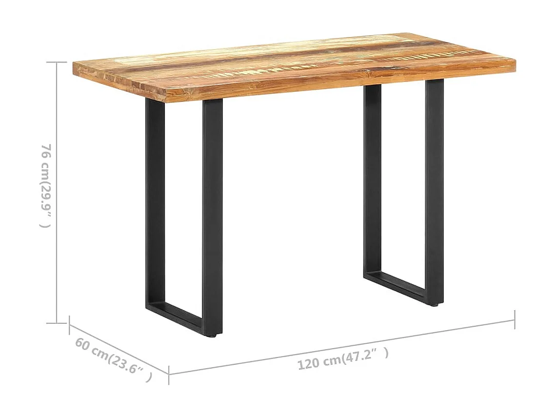 Table de salle à manger 120x60x76cm Bois de récupération massif
