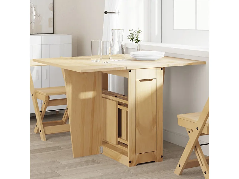 Table à manger papillon pliable Corona cire marron bois de pin