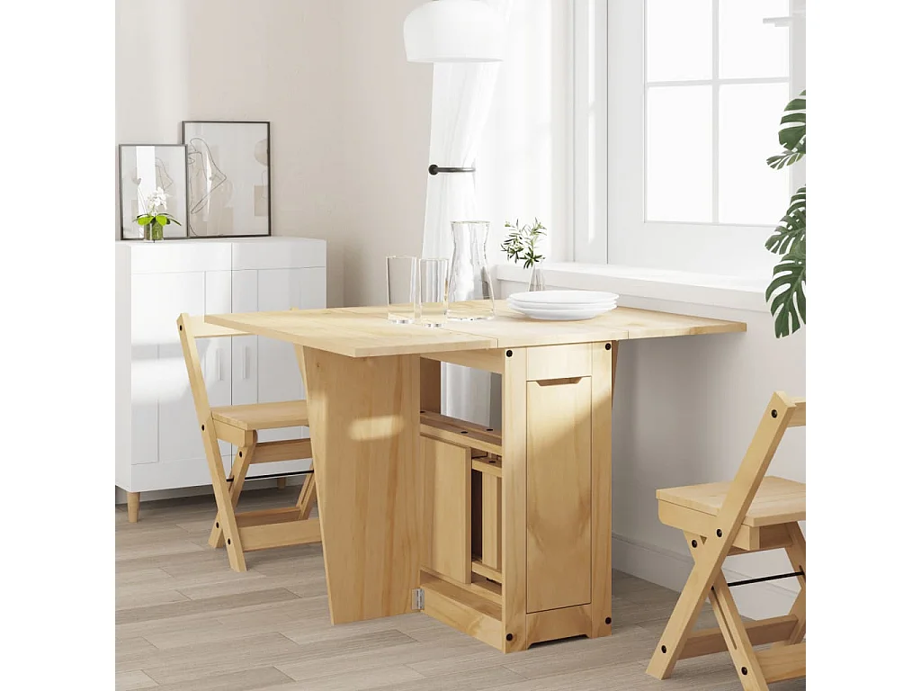 Table à manger papillon pliable Corona cire marron bois de pin