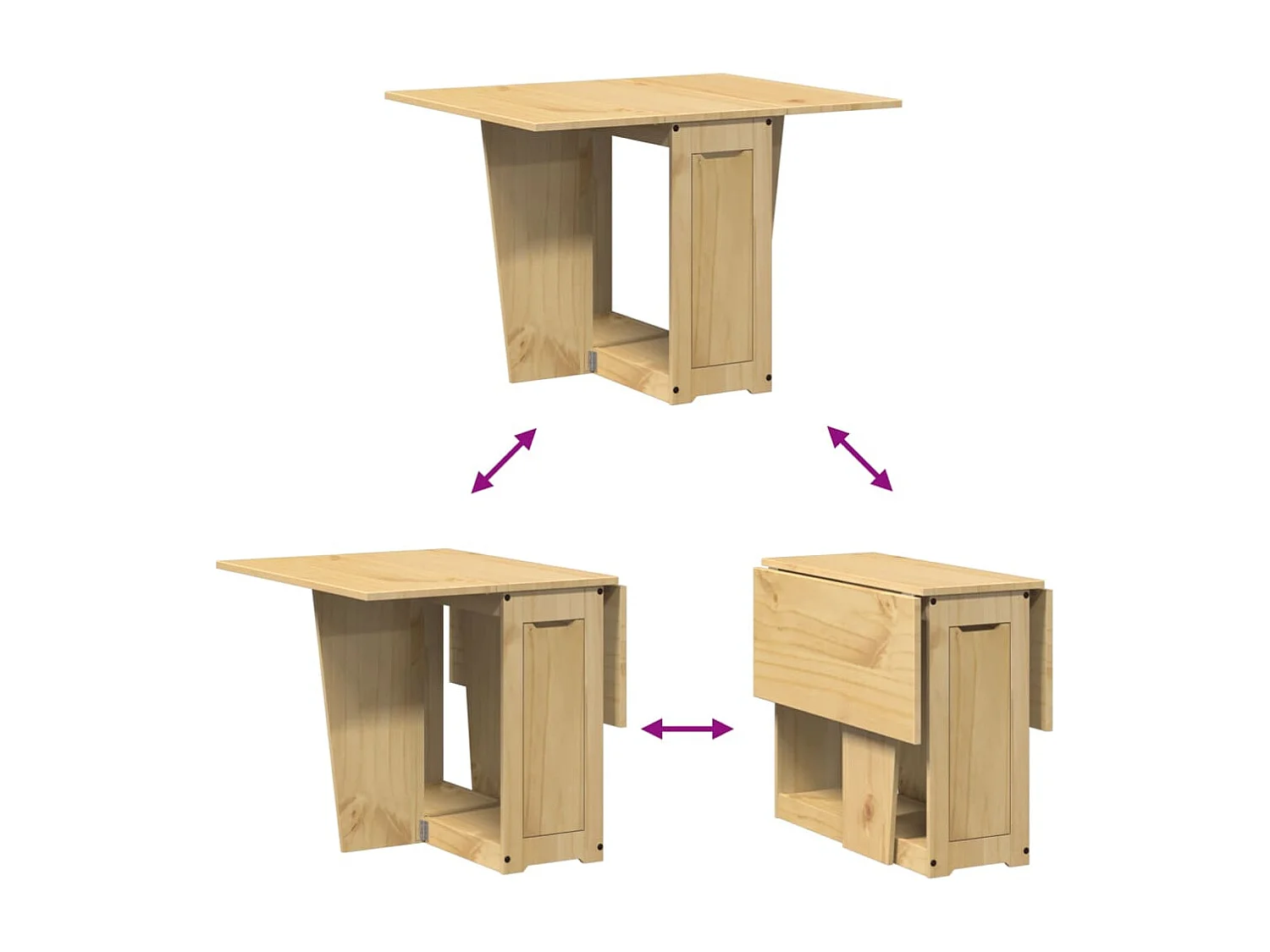 Table à manger papillon pliable Corona cire marron bois de pin