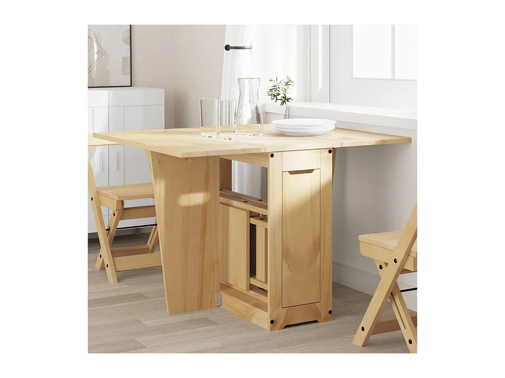 Table à manger papillon pliable Corona cire marron bois de pin