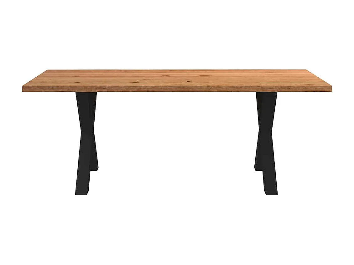 Table à manger marron clair bois de chêne massif rectangulaire